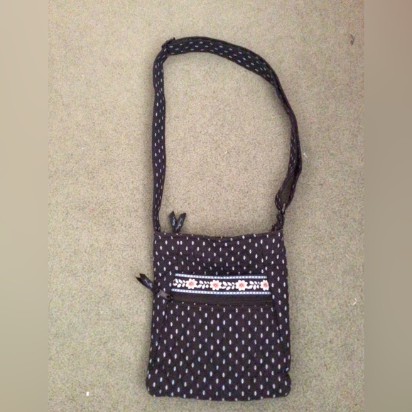 Vera Bradley Handbags - Vera Bradley Navy Printed Cross Body Bag